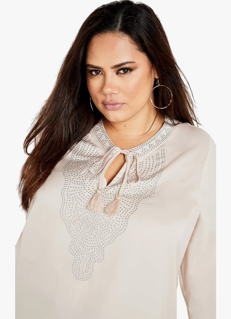City Chic Women's Plus Size Top Detail Neck M