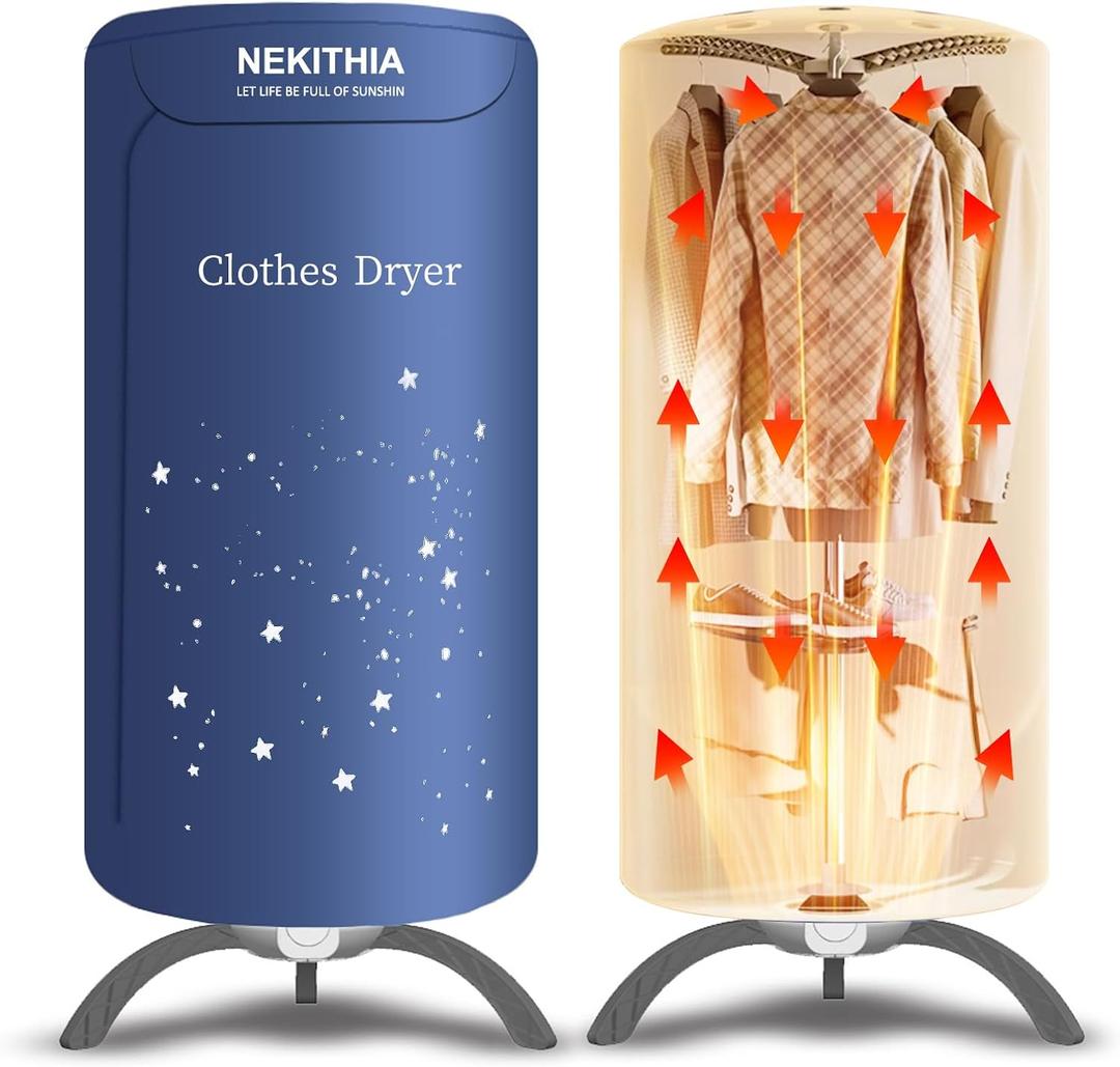 Portable Clothes Dryer Upgraded to Quickly Dry A Large Number of Clothes and Shoes. Travel Mini 900w Dryer Machine, Compact Dryer for Family, Apartment, RV and Travel (dark blue)