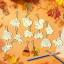 delaimastor 24Pcs Thanksgiving Turkey Craft Wood Color Your Own Keychains DIY Wooden Fall Turkey Keychains Crafts Kits for Thanksgiving Party School Home Active Favors Gifts (yellow)