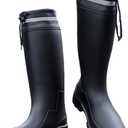 Rain Boots for Men Knee High Waterproof Garden Boots Mens Rubber Shoes with PVC Comfort Lightweight Work Mud Boots Resistant Durable Slip for Gardening Fishing Farming (10.5, Black)