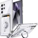 Shields Up for Samsung Galaxy S24 Ultra Case, Minimalist Wallet Case with Card Holder & Ring Kickstand/Stand, Slim Protective Shockproof Cover for Samsung S24 Ultra - Clear