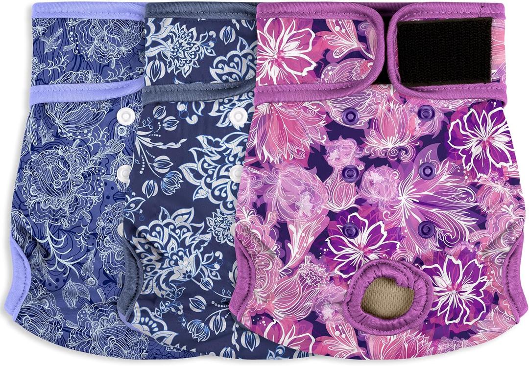 Female Dog Diapers Premium Reusable Diapers for Doggie in Heat Highly Absorbent for Pet Incontinence with Adjustable Snaps Butterfly, XL 