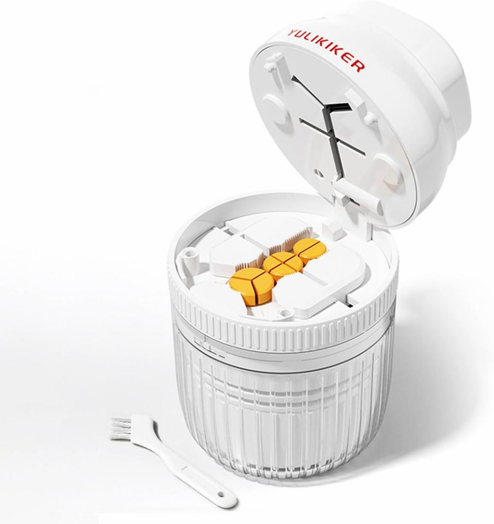 Pill Cutter with Grinder and Water Cup, 7 in 1 Multi-Functional Medicine Splitter(White)