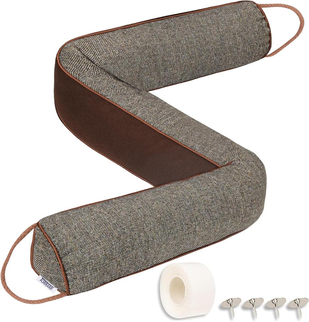 TORRAMI Under Door Draft Stoppers 32 Inch, Heavy Triangle Stop Draft Block Cold Air/Wind/Breeze Noise Blocker Door Sweeps Weather Stripping Bottom Seal Brown
