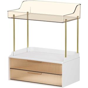 2-Tier,2-Drawer Counter Organizer-Maximize Bathroom and Vanity Space, Keep Your Skincare, Makeup,and Toiletries Neatly Organized with Durable,Easy-to-Clean Design