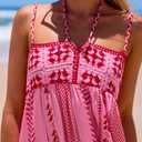Pink Boho Square Neck Sleeveless Midi Dress L