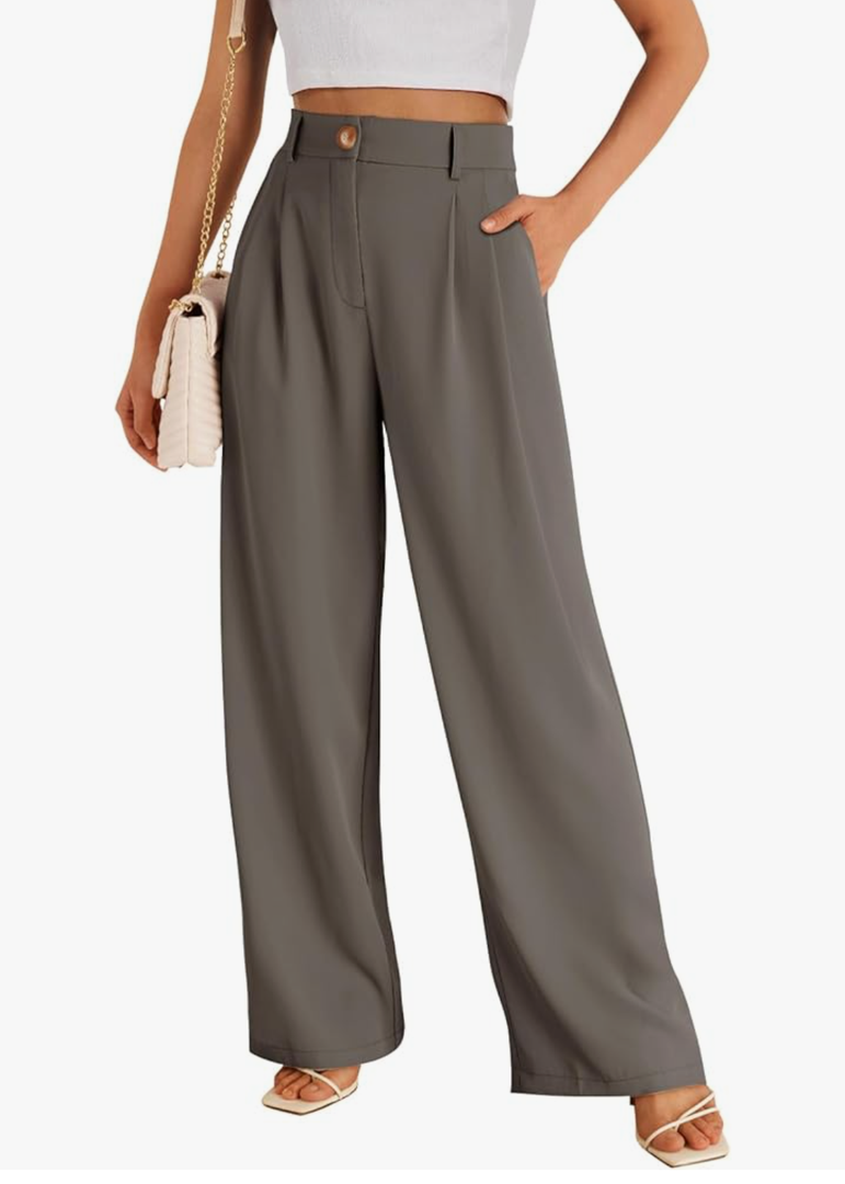 LILLUSORY Wide Leg Dress Pants Women's High Waisted Dressy Trousers, Grey