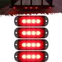 Partsam 4Pcs 3.4 inch Aluminum Housing Red LED Clearance Side Marker Lights, Surface Mount Marker Lights for Trailer Pickup Truck Tractor RV Motorcycle Golf Cart,IP67 Waterproof
