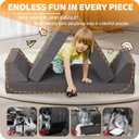 12-Piece Modular Kids Play Couch Premium Soft Foam, Removable Cover, Comfortable & Safe Toddler Couch for Children 1-6 Years, Portable & Easy to Clean, Ideal for Living Room & Playroom, X-Large, Gray