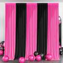 10x7FT Black and Pink Backdrop Curtain  Wrinkle-Free Polyester Party Background for Birthday, Wedding, Baby Shower, Photography, Photo Booth Wall Decor for Adults & Kids