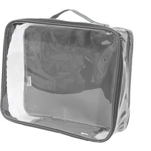 Medium Clear Travel Packing Cube/See-Through Clothes Organizer for Carry on & Checked Suitcase, RV or Camping/Transparent Storage Cell/Doll Storage/Game Day Stadium Approved (Gray)