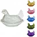 Chicken Shaped Crystal Candy Dish with Lid Snack Bowl for Nuts, Dessert & Candy Decorative Jar for Home Kitchen, Office Desk & Tabletop Decor (Transparent)