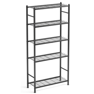 APEXCHASER Metal Shelving, 5-Tier Storage Shelves Large Capacity Steel Wire with Hooks, Adjustable Leveling Feet, Space-Saving Shelf Organizer for Pantry, Laundry, Kitchen (33''Lx12.6''Wx71.5''H)