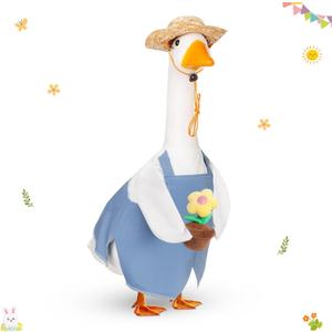 Summer Porch Goose Outfit for 17" Blue Overalls Lawn Goose Costume Clothes for Outdoor Patio Yard Lawn Art Decoration Summer Porch Goose Outfit for 17" Blue Overalls Lawn Goose Costume Clothes for Outdoor Patio Yard Lawn Art Decoration