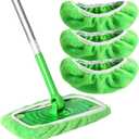 3 Pack Green Reusable Microfiber Mop Pads Replacement, Wet and Dry Flat mop Cover, Washable Wet Pads Refill for Surface/Hardwood Floor Cleaning (Mop is Not Included)