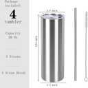 30 Oz Straight Skinny Tumbler Set, Stainless Steel Slim Skinny Travel Tumbler Bulk, Birthday Diy Gift For Women Friends Sisters, 4 Pack, Silver