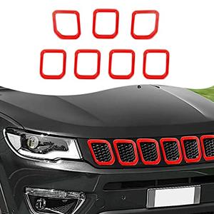 7PCS Front Grill Inserts Grille Cover Trim Exterior Accessories for Jeep Compass 2021+ (Red)