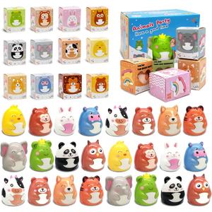 Valentines Day Gifts for Kids - 24 Pack Prefilled Valentines Toys with Animal Squishy Toys for School Gifts Exchange, Classroom Prize Rewards, Party Favors