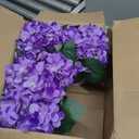 Purple Flower Table Centerpieces, Set of 6, Hydrangeas | Floral Arrangement Artificial Wedding Floral with Rustic Metal Vase for Bridal Tea Party Event Decorations