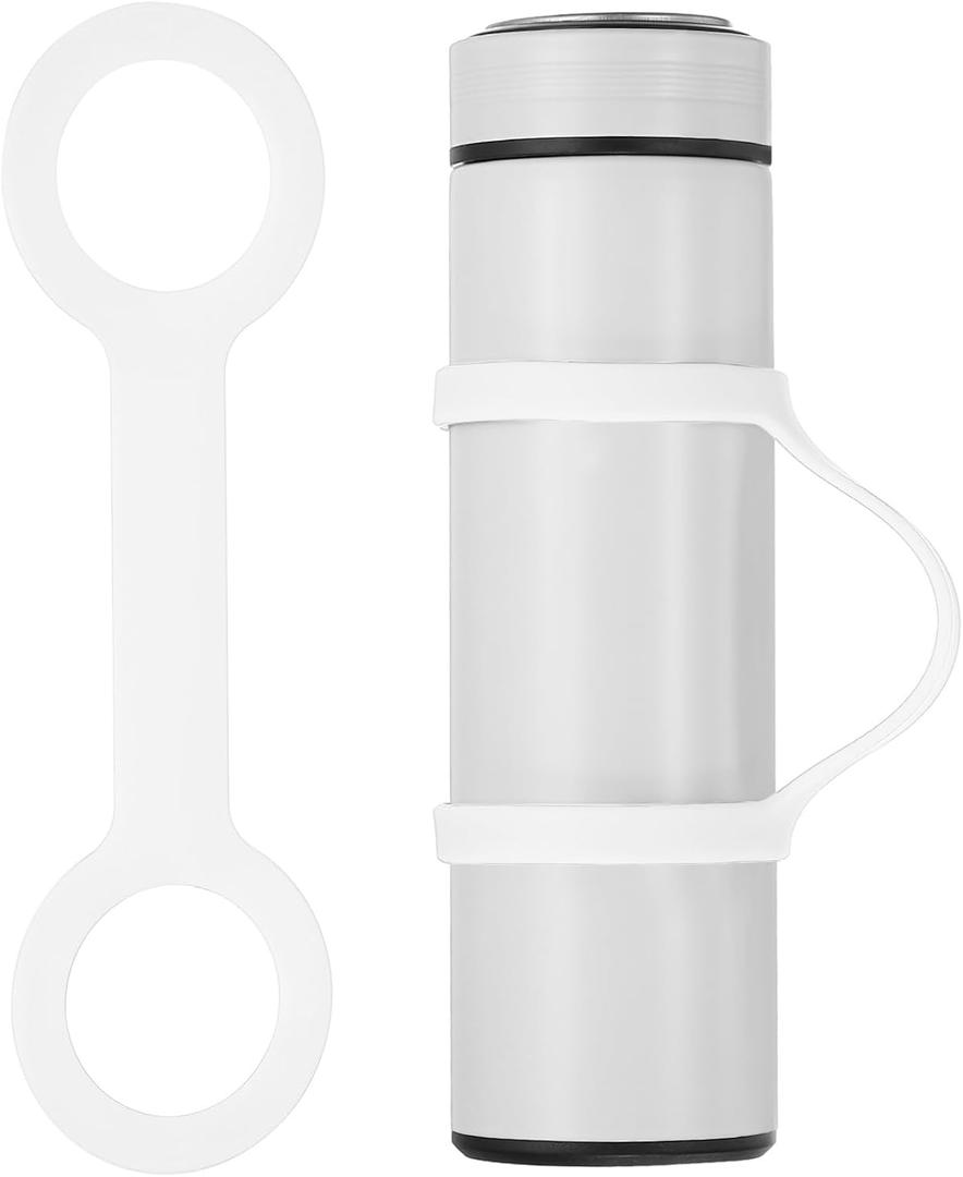 PATIKIL Water Bottle Carrier Grip, Portable Soft Silicone Non-Slip Water Handle Grip Water Bottle Holder Strap for Running (White)