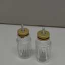 Decorative Curtain Rod Finials, Ribbed Glass Finials with Gold Base, Set of 2, Compatible with 1 inch or 1-1/8 inch Dia Curtain Rod, Standalone Finial Pair