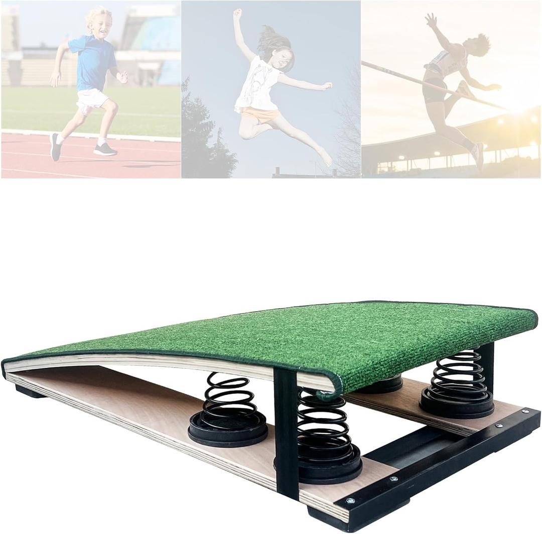 Gymnastics Springboard for Kids and Teens, Sturdy Wood Frame, High-Rebound Springs, Non-Slip Felt Surface, Vault Training Board, Easy Storage, No Installation, Upgrade Model, Green 