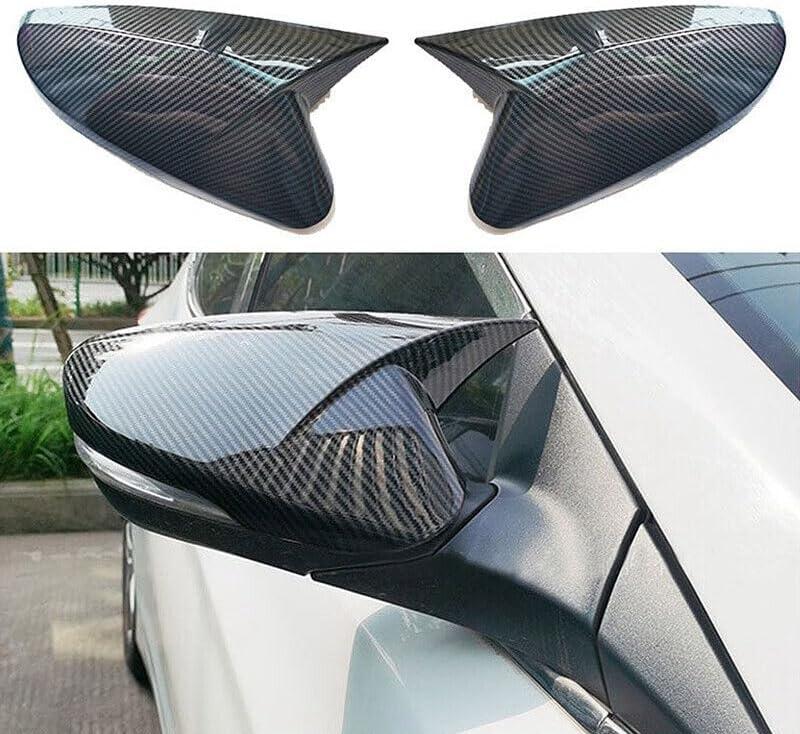 1Pair Side Mirror Cover Rear View Mirror Cover Trim For Hyundai Veloster 2012 2013 2014 2015 2016 2017 (Carbon Fiber Black)