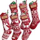 6 Pack Personalized Christmas Stockings Bulk, Large 18" Knit Custom Hanging Stockings - Family Stockings Decor for Holiday Christmas Tree Decoration