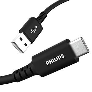 Philips USB A to USB C Cable, 15W 6Ft Type C Charging Cable for iPhone 16 Series, 15 Series, iPad Pro USB C Charger Cord, Type C Charging Power Cord, USB C Phone Charging Cable, Black, DLC4106A/37