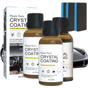 Crystal Coating for Car,Cristal Para PlStico Del Carro,Car Plastic Parts Coating,Plastic Refresher Car Interior Plastics Restorer,Long Duration Refurbish Agent with Spong (3PCS)