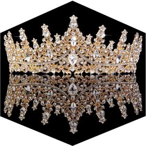 Gold Crown for Women Crystal Princess Tiaras Rhinestone Queen Headband Wedding Bridal Hair Accessories Birthday Prom Pageant Party Coming of Age Ceremony Photo Props