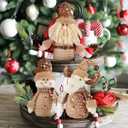 Christmas Decorative Plush Gnomes Set, 3-Piece Holiday Figurines with Sequin Hats, Snowman Santa Reindeer Design, Gold Brown