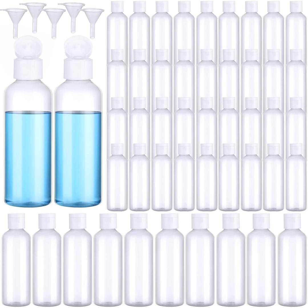 Eccliy 100 Pcs 3.4oz Small Travel Bottles Plastic Empty Squeeze Bottle Clear Refillable Shampoo Container with 5 Funnel for Liquids Cream Cosmetic Toiletries