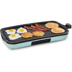 DASH Deluxe Everyday Electric Griddle with Dishwasher Safe Removable Nonstick Cooking Plate for Pancakes, Burgers, Eggs and more, Includes Drip Tray + Recipe Book, 20 x 10.5, 1500-Watt - Aqua