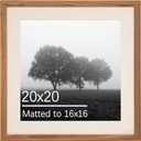 20x20 Natural Oak Wood Picture Frame - Display 16x16 Photos with Mat or 20x20 Without - Modern Minimalist Gallery Wall Poster Frame - Horizontal & Vertical Wall Mounting