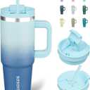 BJPKPK Tumbler With Handle 30 oz Stainless Steel Insulated Tumbler With Lid And Straw For Water Or Ice Coffee,Sky