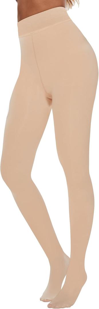 TNNZEET Fleece Lined Tights Women  Pantyhose Colorful Opaque Black Sheer Thermal Winter Warm Leggings Under Dress (Large-X-Large, 4-nude 230g)