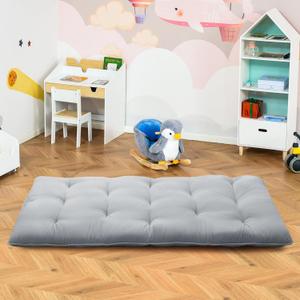 Japanese Tatami Floor Mattress Twin Size 39"x80" - Foldable Futon Mattress for Space-Saving Guest Bed, Kids Play Mat and Camping - Roll Up Portable Sleeping Pad, Grey