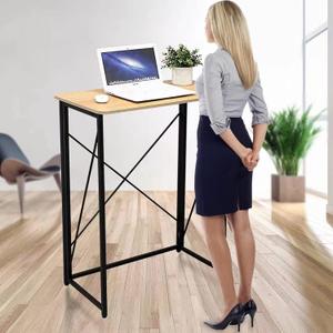 Folding Laptop Computer Desk, Standing Desk, 31in Small Desk for Sitting or Standing, No Need to Assembly, Suitable for Home, Office, Writing (Wood Board Color), L31.5inxw15.75inxh43.3in