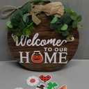 Interchangeable Seasonal Welcome Sign Front Door Decoration, Rustic Round Wood Wreaths Wall Hanging Outdoor, Farmhouse, Porch, for Spring Summer Fall All Seasons Holiday Halloween Christmas. (12 Inch, 01blown)