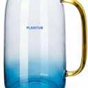 1.5L Borosilicate Glass Water Pitcher, Food-Grade PP Lid, Shatterproof Leak-Proof, Wide Mouth, Nordic Gradient Blue, Fridge Safe (EXP 04/02/28)