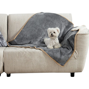 Bedsure Waterproof Dog Blankets for Medium Dogs Washable - Medium Cat Blanket for Couch Protection, Sherpa Fleece Puppy Blanket, Soft Plush Reversible Throw Furniture Protector, 30"X40", Grey