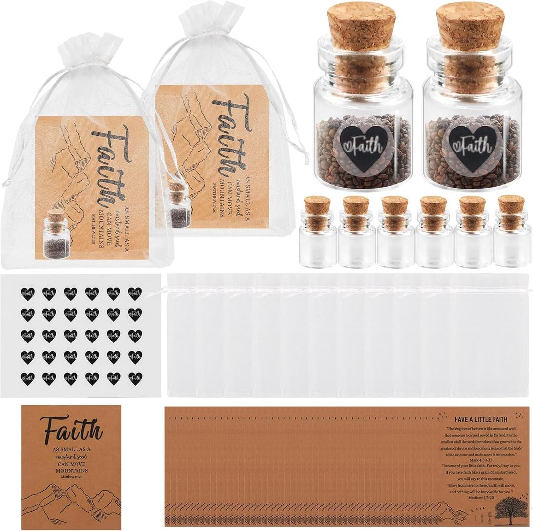 36 Sets Mustard Seed Faith Bottle Mustard Seed Gift Bulk Have a Little Faith Card Christian Gifts Set Christian Religious Gifts Small Faith Based Comfort Baptism Gift Inspirational Gifts