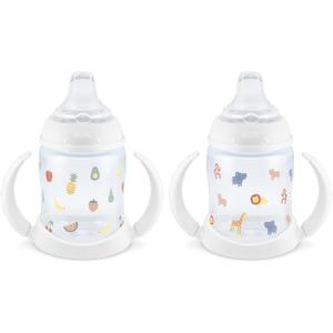 NUK Learner Cup, 6+ Months, Fun Fruits and Animals, Collection, 5 Oz, Pack of 2 BPA Free, Soft Spout, Spill Proof Sippy Cup