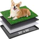 Portable Dog Grass Pad with Tray 20''x30'': Dog Litter Box with Artificial Grass Patch Bathroom Mat & Washable Pee Pad for Puppy Potty Training, Pet Loo Indoor Outdoor Use for Patio Balcony Apartment
