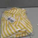Mindsoft Yellow Striped Ruffled Tablecloth 70 x 52 Inches Cotton Linen Rectangle Striped Table Cloth Classic Farmhouse Vintage Table Cover Decorative Pattern for Holiday Party