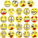 LovesTown 24 PCS Stress Balls, 2.5 Inches Squeeze Toys Funny Foam Face Squeeze Fidget Balls for Kids and Adult Stress Relief Gifts for Coworkers Classroom Prizes (Yellow)