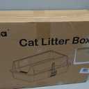 2 Pack XL Stainless Steel Litter Box with High Sides Shield for Multi Cat, Extra Large Tall Wall Open Top Deep Metal Pan for Big Cats, Anti-Leak Non-Stick Odor Control, 2 Scoops Included, Gray