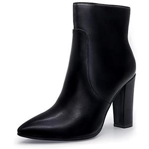 IDIFU Women's Fashion Ankle Boots Comfy Pointed Toe High Heels Side Zipper Booties 7