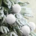 10 Pcs 3.15 inch White Fur Ornaments for Christmas Tree Decorations Christmas Ball Ornaments Xmas Hanging Decorations Furry Pom Pom Balls for Xmas Tree Party Supplies
